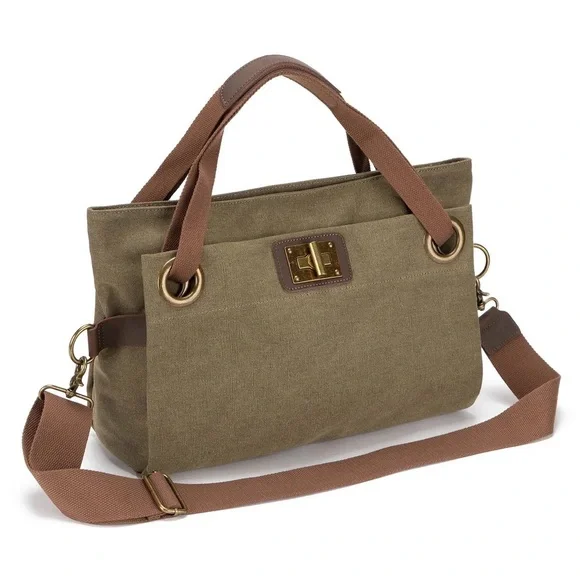 ZEDE unisex Stylish Brown Canvas Tote Bag - Picture 2 of 7